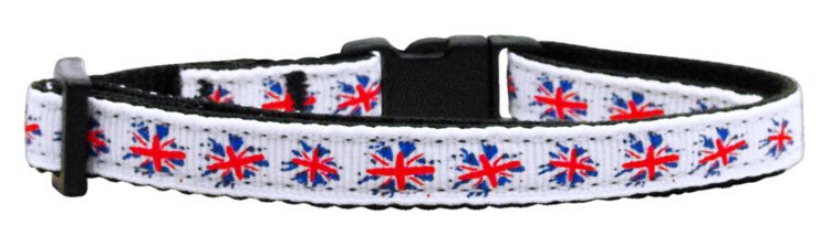 Aqua Moustaches Ribbon Dog Collars Large
