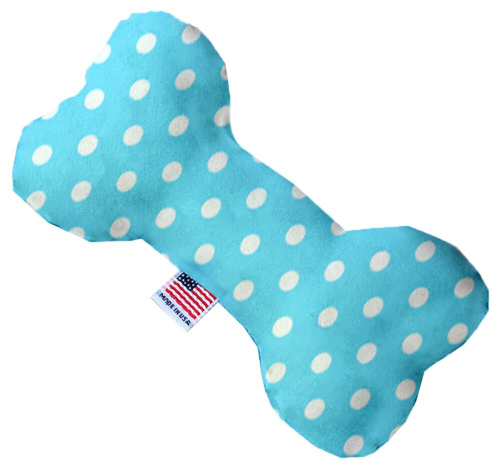 Aqua Polka Dots 6 inch Canvas Heart Dog Toy