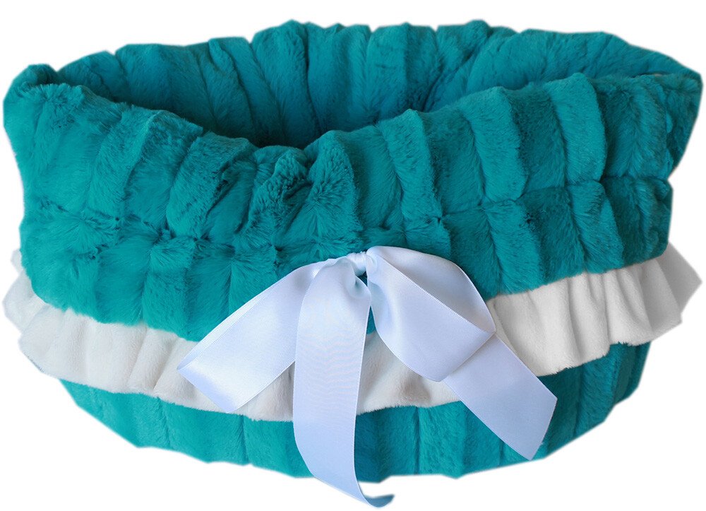 Aqua Reversible Snuggle Bugs Pet Bed, Bag, and Car Seat All-in-One