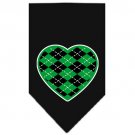 Argyle Heart Green Screen Print Bandana Black Small