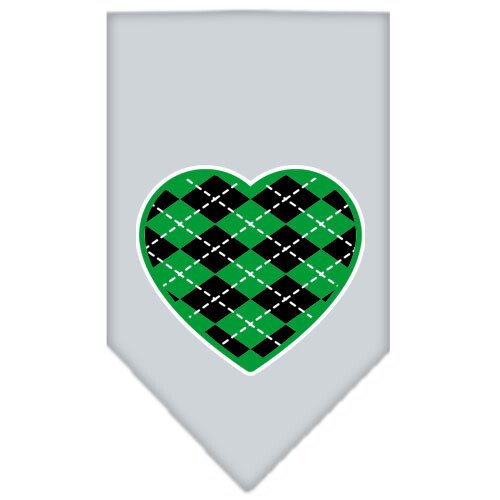 Argyle Heart Green Screen Print Bandana Grey Large