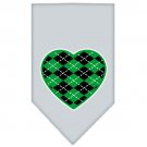Argyle Heart Green Screen Print Bandana Grey Large