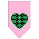 Argyle Heart Green Screen Print Bandana Light Pink Large