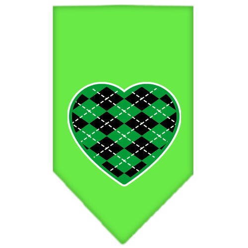 Argyle Heart Green Screen Print Bandana Lime Green Small