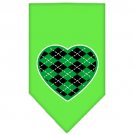 Argyle Heart Green Screen Print Bandana Lime Green Small