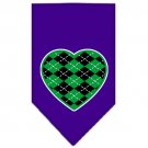 Argyle Heart Green Screen Print Bandana Purple Small