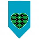 Argyle Heart Green Screen Print Bandana Turquoise Large