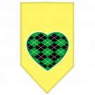 Argyle Heart Green Screen Print Bandana Yellow Large