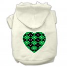 Argyle Heart Green Screen Print Pet Hoodies Cream Size XS (8)