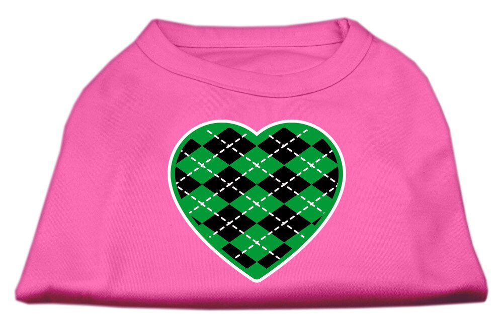 Argyle Heart Green Screen Print Shirt Bright Pink XS (8)