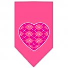 Argyle Heart Pink Screen Print Bandana Bright Pink Small