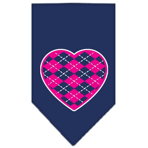 Argyle Heart Pink Screen Print Bandana Navy Blue large