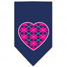 Argyle Heart Pink Screen Print Bandana Navy Blue large
