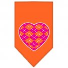 Argyle Heart Pink Screen Print Bandana Orange Large