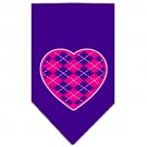 Argyle Heart Pink Screen Print Bandana Purple Large