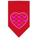 Argyle Heart Pink Screen Print Bandana Red Large