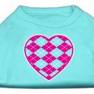 Argyle Heart Pink Screen Print Shirt Aqua XL (16)