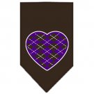 Argyle Heart Purple Screen Print Bandana Cocoa Large