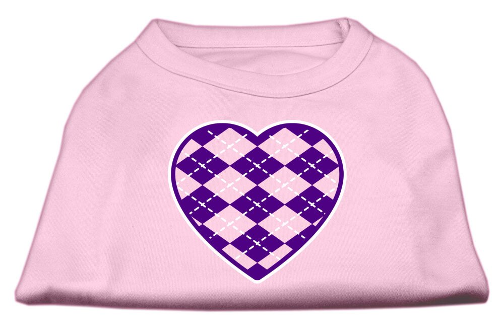 Argyle Heart Purple Screen Print Shirt Light Pink XXXL (20)