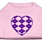 Argyle Heart Purple Screen Print Shirt Light Pink XXXL (20)