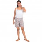 Block Shop Grey Floral Fabric Indian Designer Pure Cotton Active Shorts Women