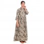 Womens Plus Size Gray Floral Cotton Maxi Dress Long Sleeve Wrap Inspired
