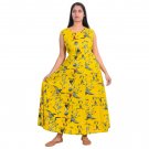 Block Shop Yellow Abstract Print Fabric Kalli Frock With Belt For Ladies