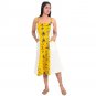 Block Shop Yellow Abstract Print Fabric Linen & Print Patch Strap Dress India