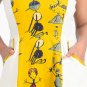 Block Shop Yellow Abstract Print Fabric Linen & Print Patch Strap Dress India