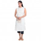 Block Shop Latest White Linen Kurti Design With Classic Patch Pocket