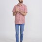 Block Shop Men's Pink Casual Shirt Beige Button Block Printed Sustainable Shirt