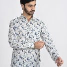 Block Shop Blue Horse Hand Block Printed Cotton Fabric Casual Button-Down Shirts
