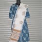 Block Shop Brown Floral Border Fabric White Kota Doria Dupatta Scarf Wrap
