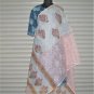 Pink Brown Floral Border Pink Leaves Art Kota doria Fabric Dupatta Scarf Wrap