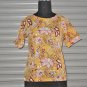 Block Shop Floral Pink Floral Cotton Material Yellow Womens Short Sleeve Top