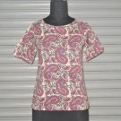 Block Shop Paisley Top Pure Cotton White Womens Short Sleeve Top
