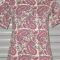 Block Shop Paisley Top Pure Cotton White Womens Short Sleeve Top