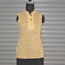 Block Shop Geometric Print Paisley Top Pure Cotton Yellow Sleeveless Top