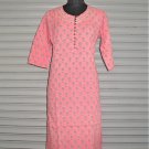Block Shop Pink Floral And Geometric Design Cotton Hand Block Print Kurta
