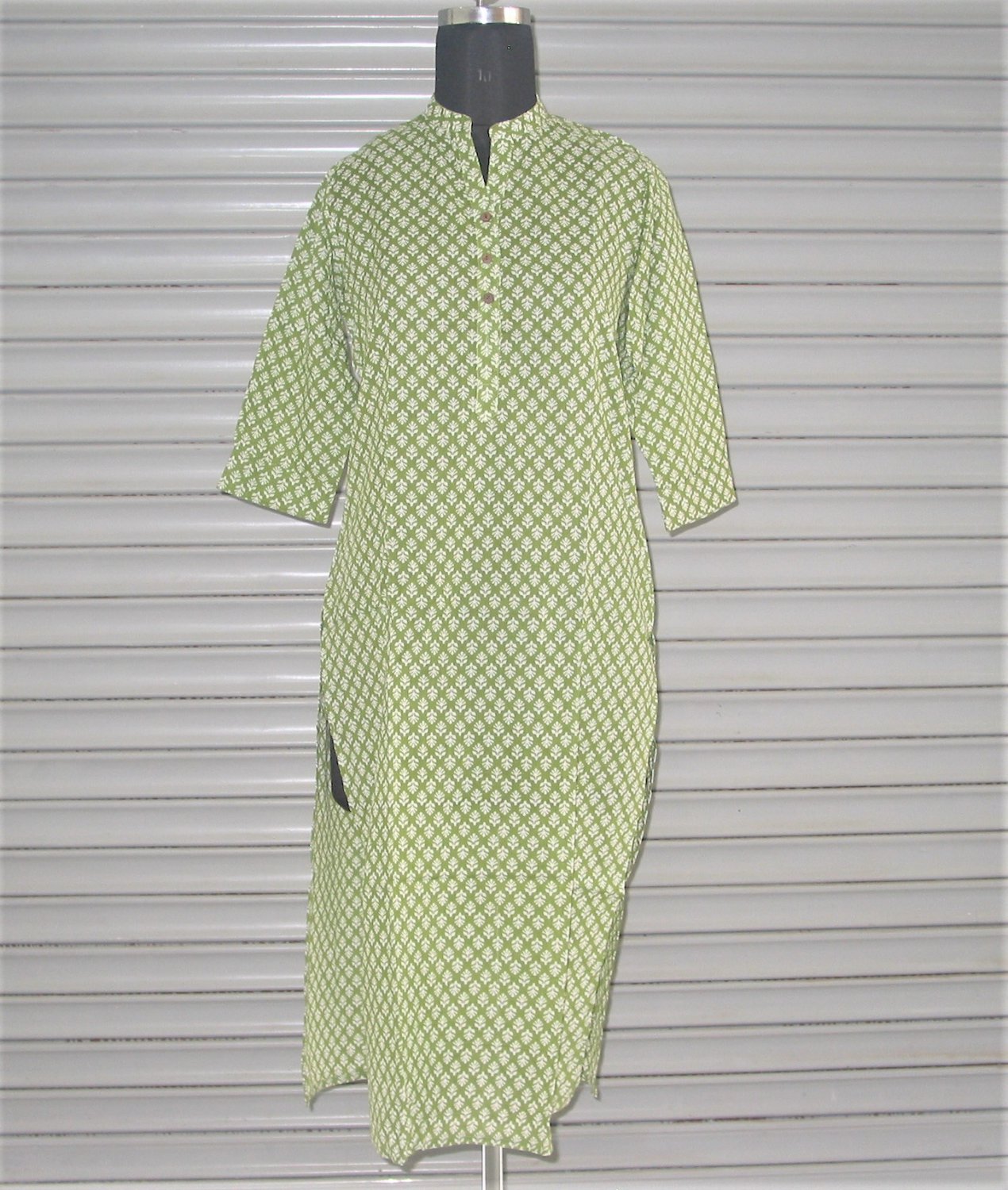 Block Shop Green Geometric Pattern Hand Block Print Bagru Rajasthan