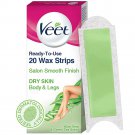 Veet Full Body Waxing Strips Kit for Dry Skin, 20 Strips