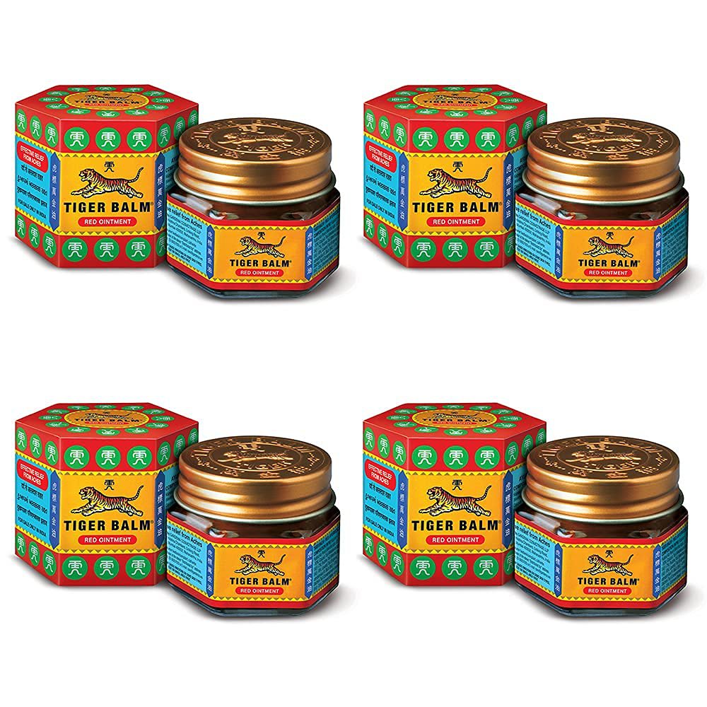 Tiger Balm Red Ointment For Effective Relief From Sprains, Pains, 21ml pack of 4