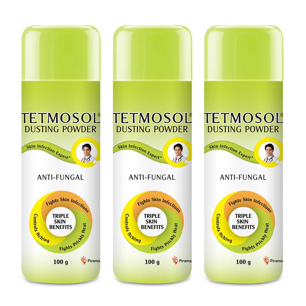 Tetmosol Anti-fungal Dusting Powder 100gm pack of 3 for skin itching .