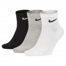 Nike mens Socks ankle lenght  free size pair of 3 white , black , grey, free size pair of 3 pack