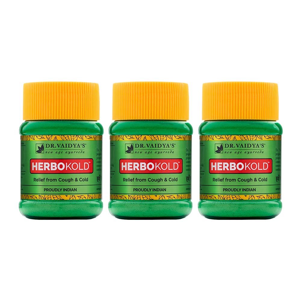 Dr. Vaidya's Herbokold Ayurvedic Churna For Cold and Cough 50g Each (Pack of 3)