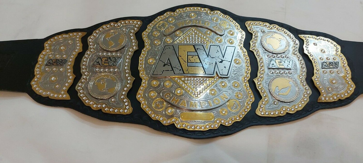 AEW World Heavyweight Champion Wrestling Belt Adult Size 2mm brass plates