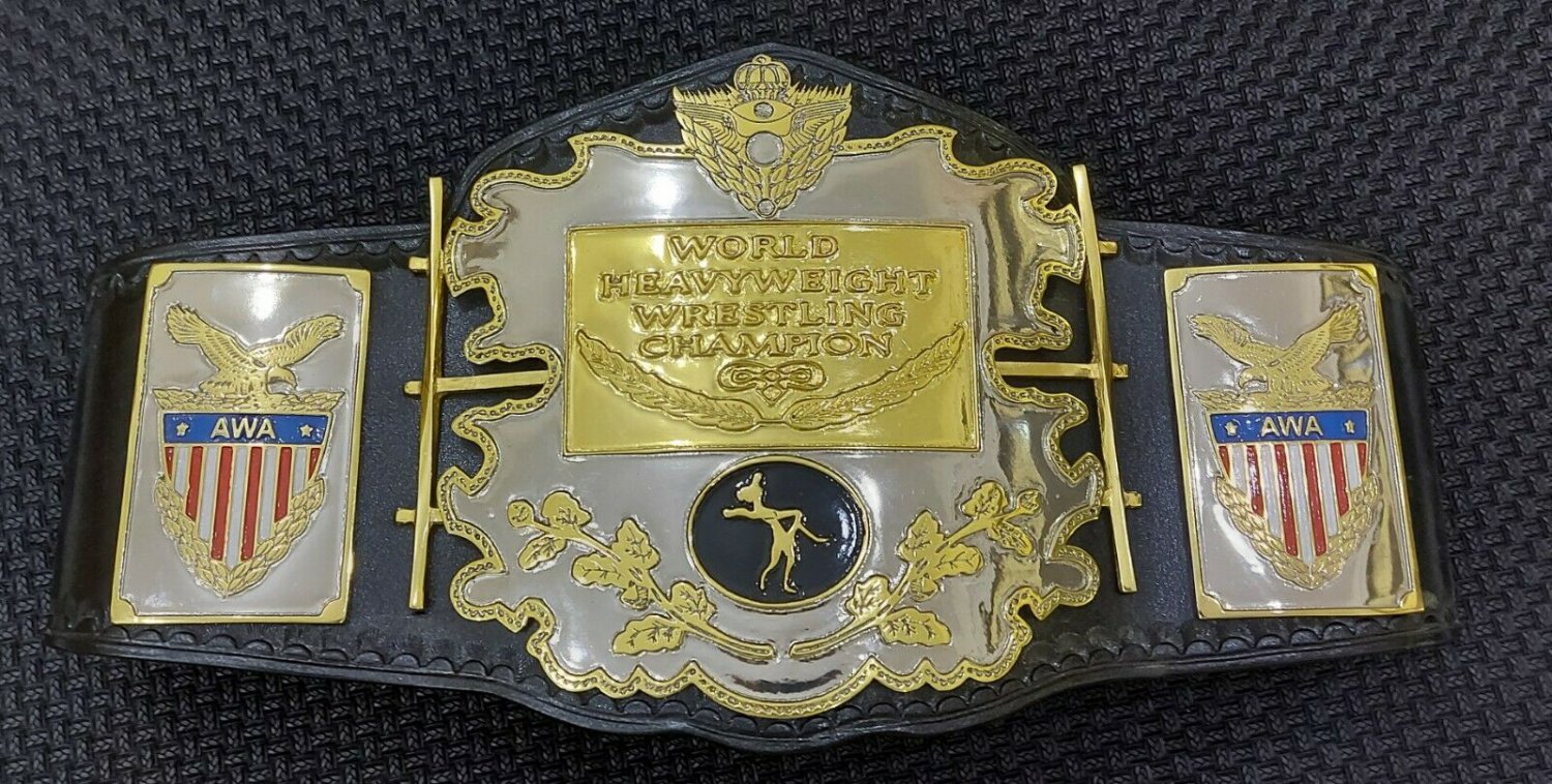 AWA World Heavyweight Wrestling Championship Zinc Plates soft Leather Belt