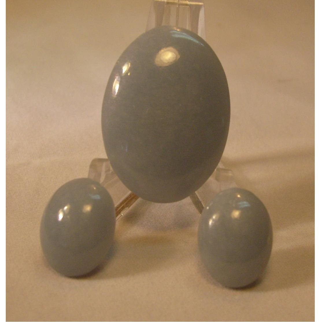 Angelite cabochon, 3 piece oval cut set