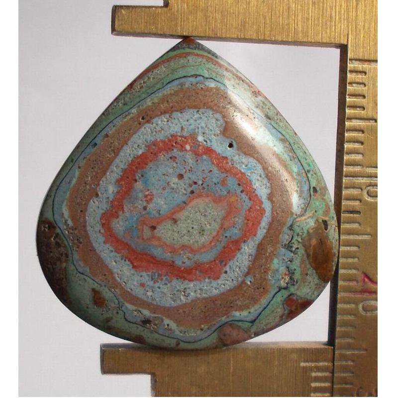 Rainbow Calsilica cabochon, 26X25.5mm drop