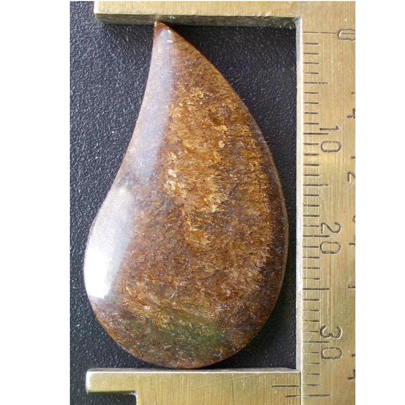 Bronzite cabochon, 34X20mm freeform drop